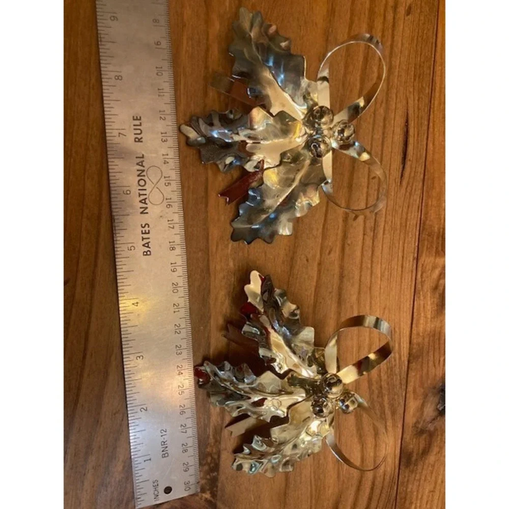 AVON Holly‎ & Bow Convertible Candle Decoration Set of 2 Taper Huggers NIB